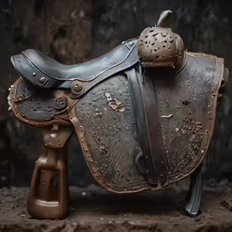 the leather saddle is made to look like a horse