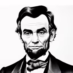 a black and white illustration of abraham lincoln