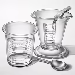 a drawing of measuring cups with spoons