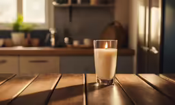 a candle on a table in a kitchen