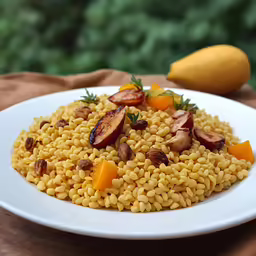 the food is mixed in with yellow noodles