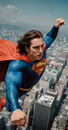 a man in superman suit is posing for a photo