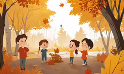 a group of kids with their mouths open in the woods
