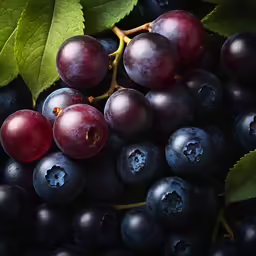 an image of some purple berries on a vine