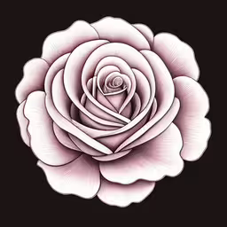 a beautiful flower in the dark,an abstract illustration of a large pink rose,a drawing of a pink rose on a black background,pink and white flowers in a black background,a white rose on a black background