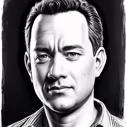 a drawing of a man with a striped shirt