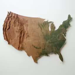 the united states of the usa as seen from above