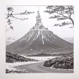 a picture of an old photo of a mountain