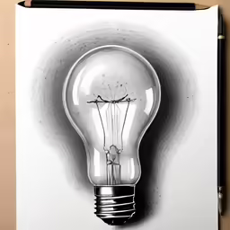 the lightbulb is a drawing on paper