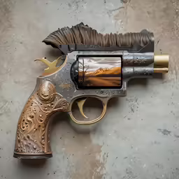 an old gun, which is decorated with gold