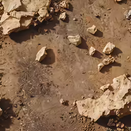 rocks sitting in a barren field with no grass or vegetation