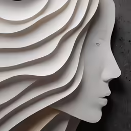 several white heads and wavy paper are in this image