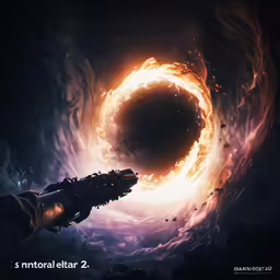 a painting of a black hole surrounded by water