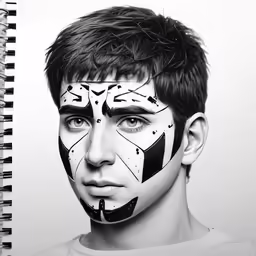 a man with a face painted as a tiger