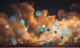 a bunch of lights and smoke on display