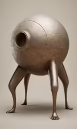a metal object with one foot, is bent to the side