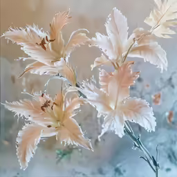 the flowers are in the vase next to the wall