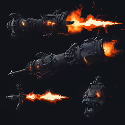 several different types of objects set on fire