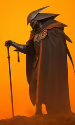 a character standing in the desert holding his arm out