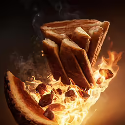 a pile of toast on top of a fire