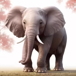 an elephant standing near a tree while the light is out