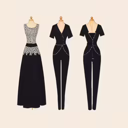 three dresses that look like they have back and front ties