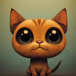 a digital painting of an adorable cat with big eyes