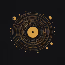 an astronomical photograph with yellow circles and small, black dots