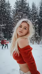 a girl posing for a photo in the snow