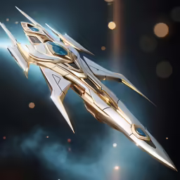 a space ship with multiple blades against a dark background
