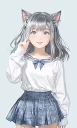 a anime girl in a short skirt and shirt