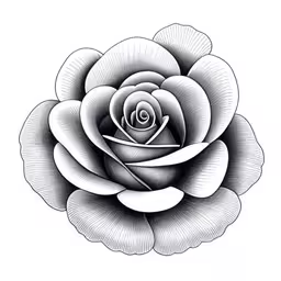 a black and white rose on a white background,a flower that is drawing with black pencil
