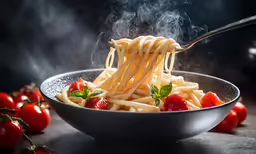 the noodles have been cooked and are being held by a fork