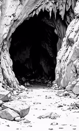 the cave is made of rocks with light coming from behind