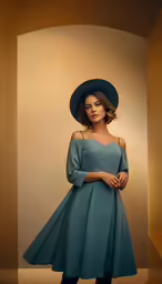 a woman wearing a hat posing for a photo