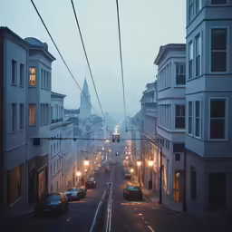 a view of a street in an urban area