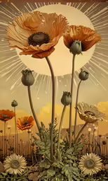 an artistic photo of an art work with flowers