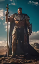 the glad god is standing in front of mountains