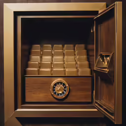 a safe with lots of brown leather seats