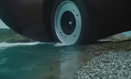 a close up of the tires and tires on a brown car
