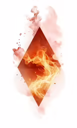 a photo of fire in a triangle on a white background
