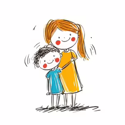 an image of a mother and child standing together