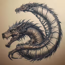 an artistic drawing of a dragon on the wall