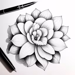 an image of a flower drawn in black and white