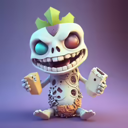 the character is holding a coffee cup and wearing a yellow crown