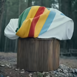 there is a large blanket on top of a basket