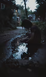 a child with her hands in the water