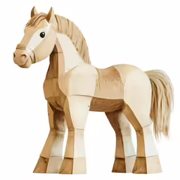 an unfinished wooden horse made out of wood