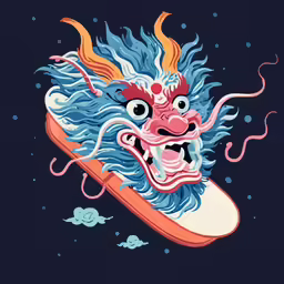 the image shows an animal on a surfboard