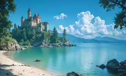 a castle next to the water on top of a cliff